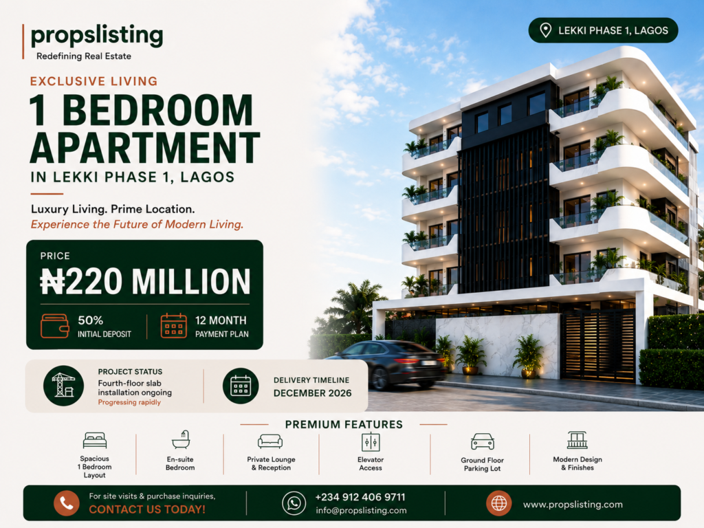 Luxury 1 Bedroom Apartment in Lekki Phase 1, Lagos with 12 Months Payment Plan