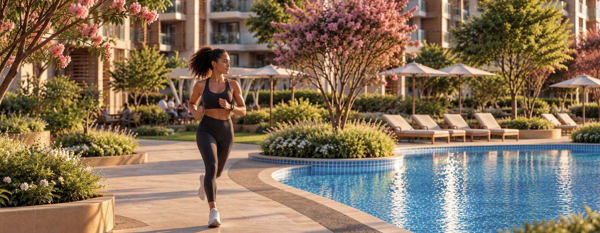 Jogging track and swimming pool at Riverfront Residences Abuja