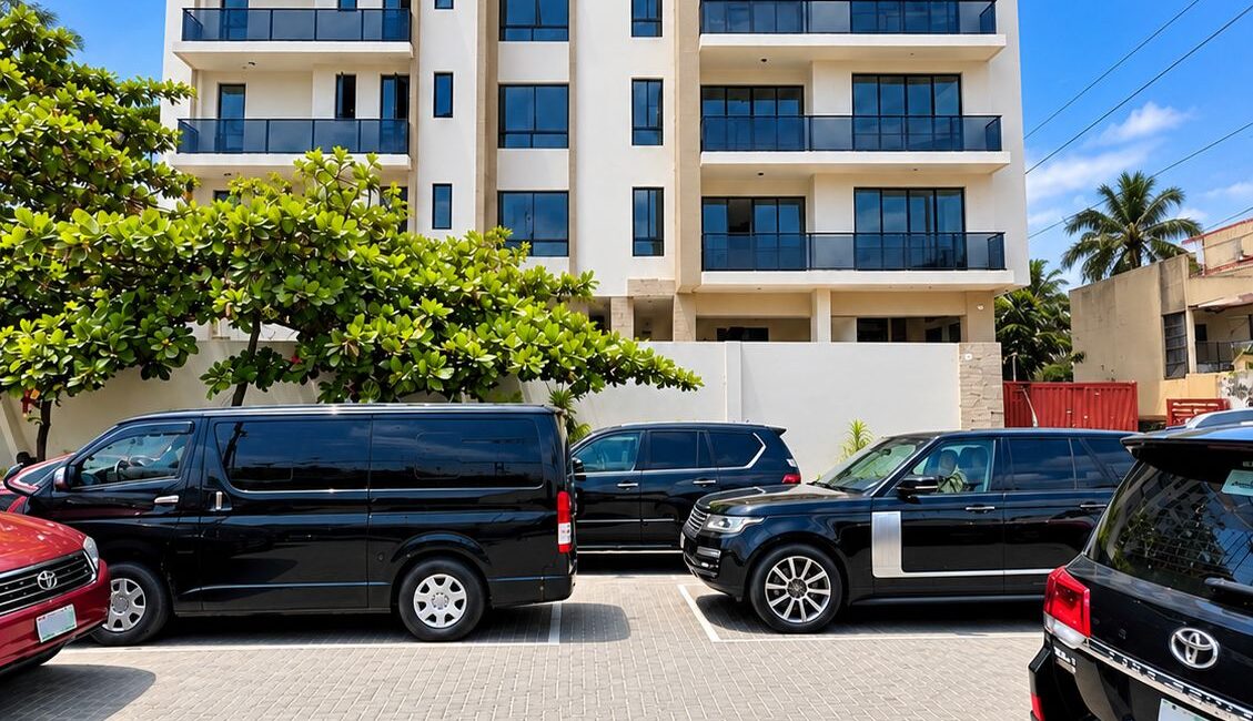 Residential apartment building and parking area in Victoria Island, Lagos