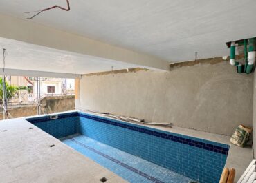 Building swimming pool under construction